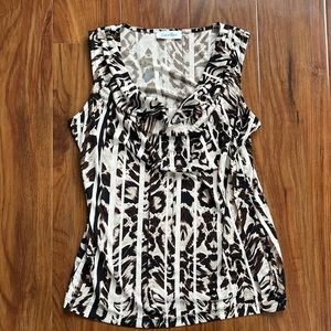 Calvin Klein Blouse Top sleeveless animal cowl neck S super soft light fabric